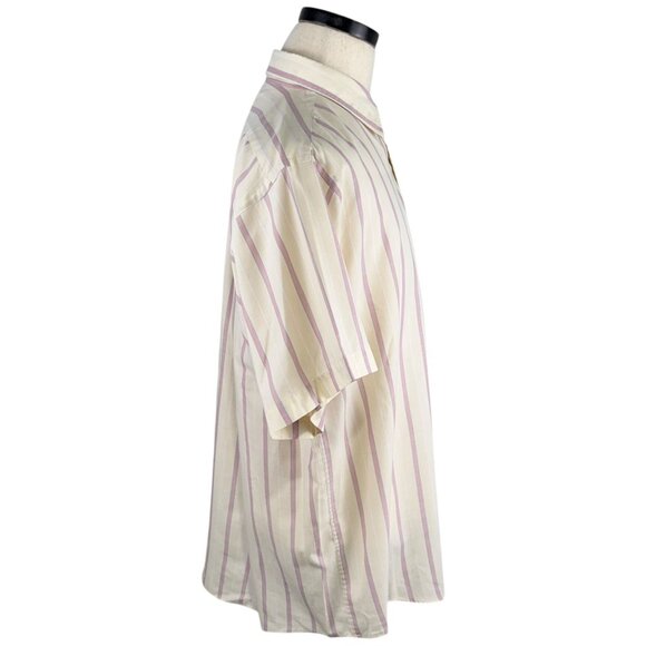 Evan Picone Vintage 80's Short Sleeve Striped Button Down Shirt Mens XL White - Picture 4 of 9